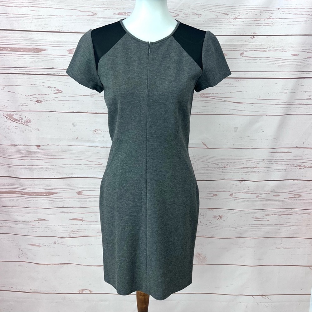 Diane Von Furstenburg Slate Grey Mesh Colorblock Havana Dress